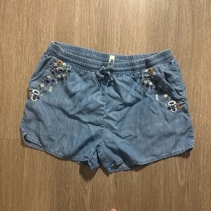 Blue Rain Embroidered Shorts